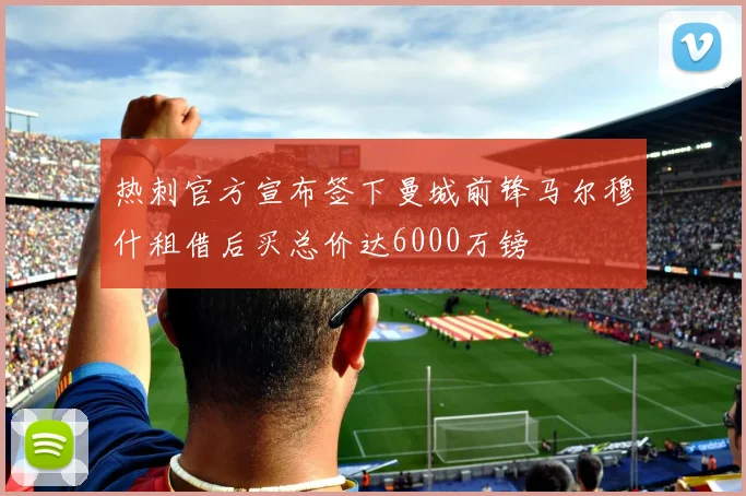 热刺官方宣布签下曼城前锋马尔穆什租借后买总价达6000万镑